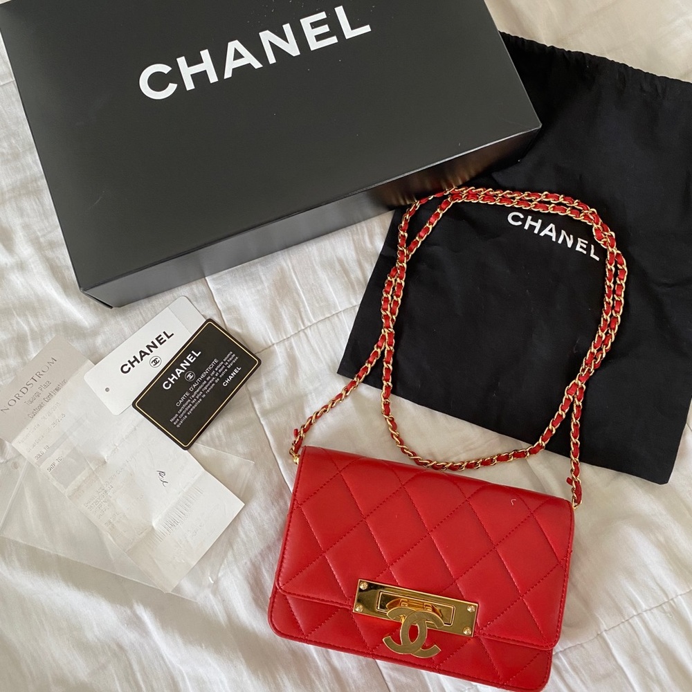 Chanel Red Quilted Shoulder Flap Bag
